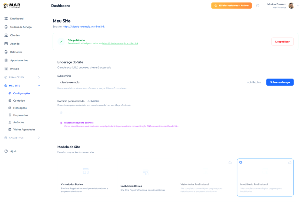 Mockup do Site Avançado